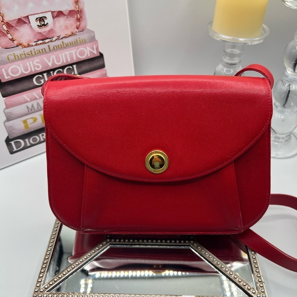 LANVIN Red Leather Two-Way Bag - EUC